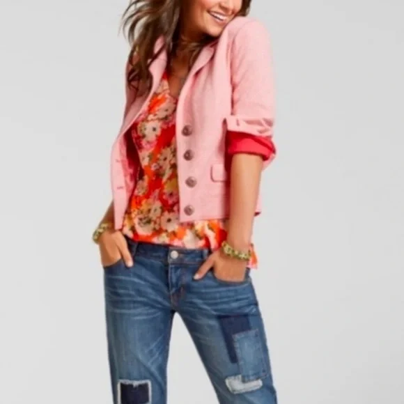 CAbi Amelia Cropped Red/Pink Jacket style #5301 - Picture 1 of 8